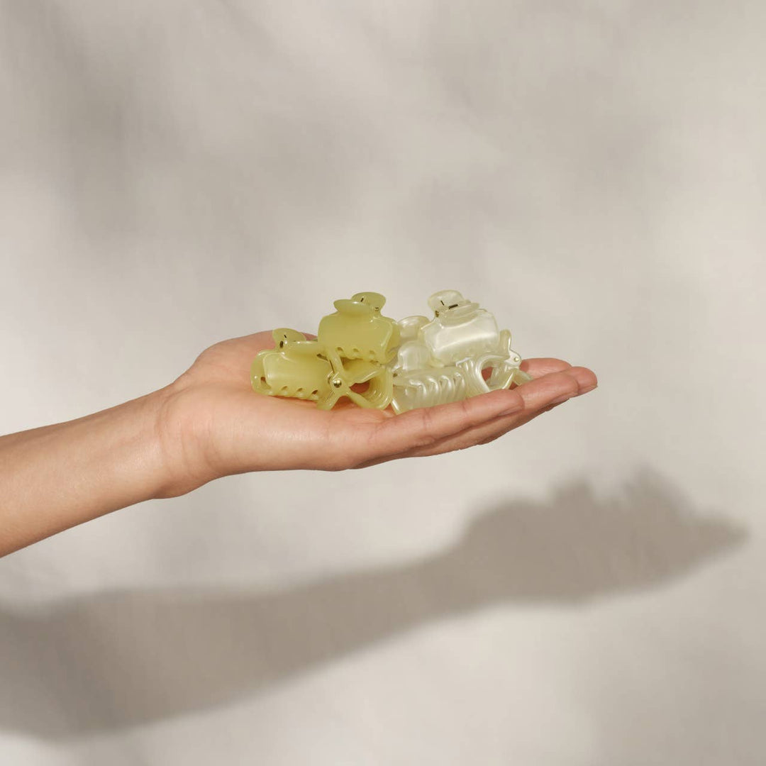 Mini Jelly Cloud Clips- Cream & Butter Yellow
