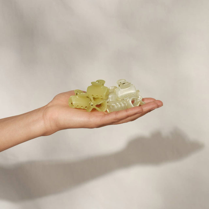Mini Jelly Cloud Clips- Cream & Butter Yellow