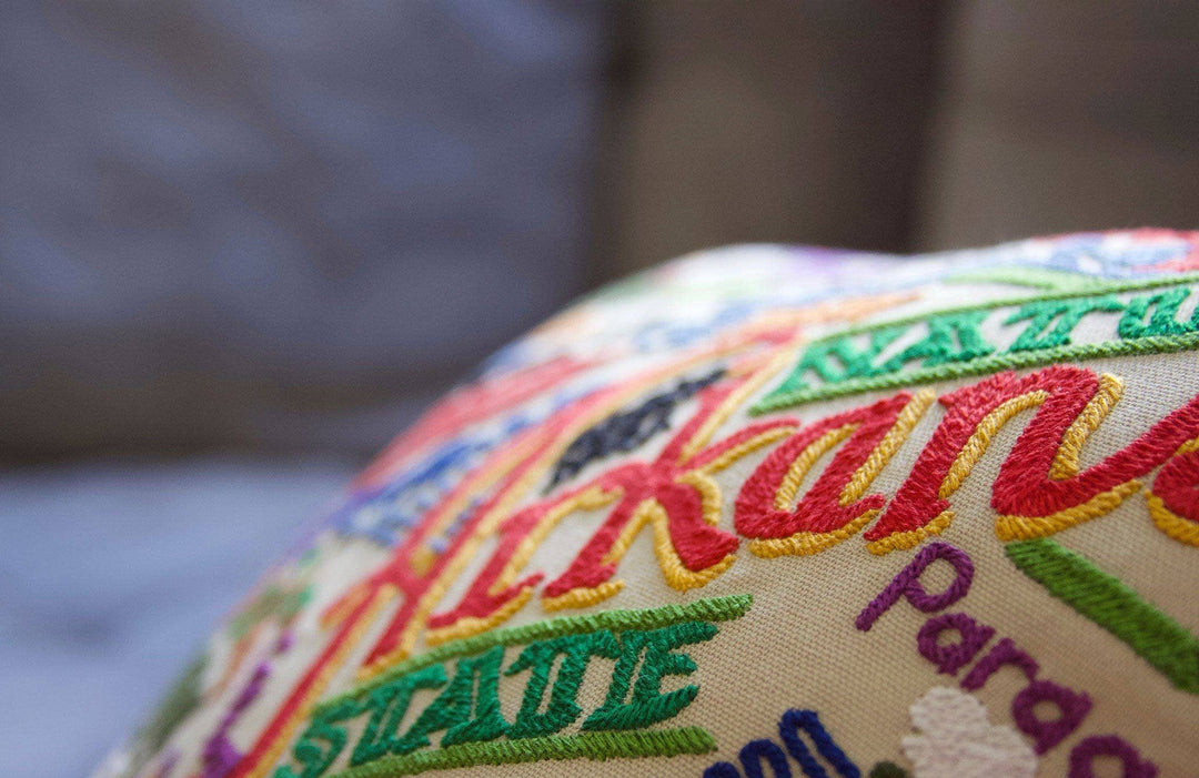 Arkansas Hand-Embroidered Pillow