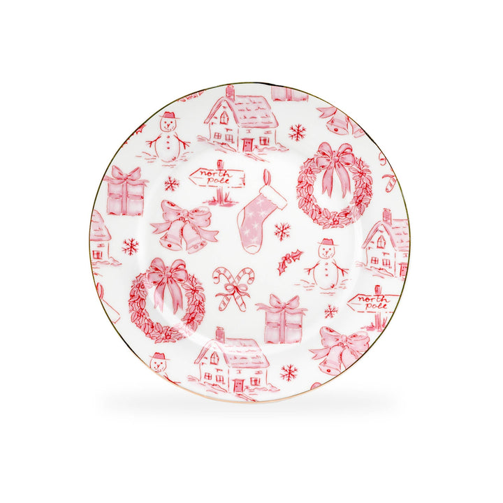 Christmas Pink Bow Porcelain Dessert Plate