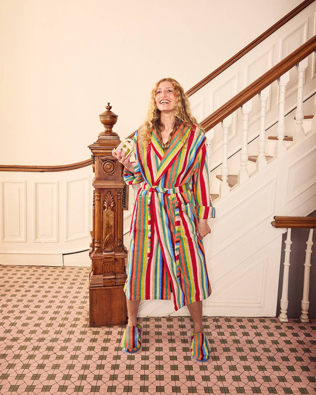 Butterfly Stripe Plush Bathrobe