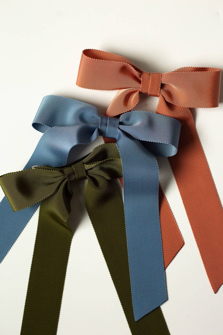 French Blue Grosgrain Bow Barrette