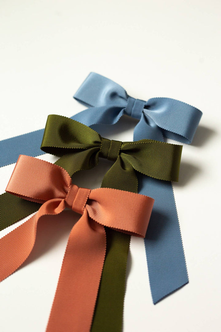 French Blue Grosgrain Bow Barrette