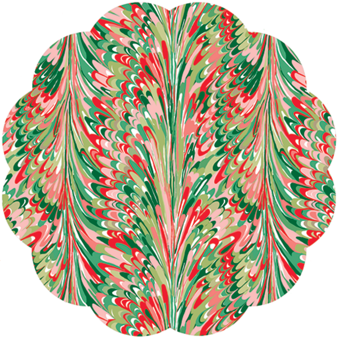 Christmas Marble Scalloped Paper Placemats