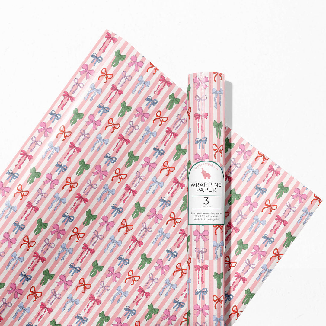 Striped Bows Gift Wrap Rolls