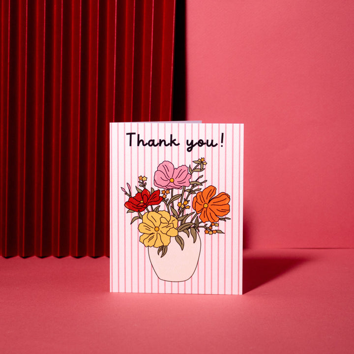 Thank You Stripe Flower Bouquet Boxed Notes