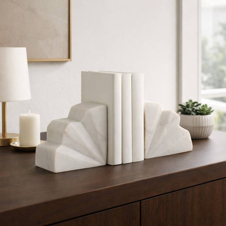 White Marble Bookends