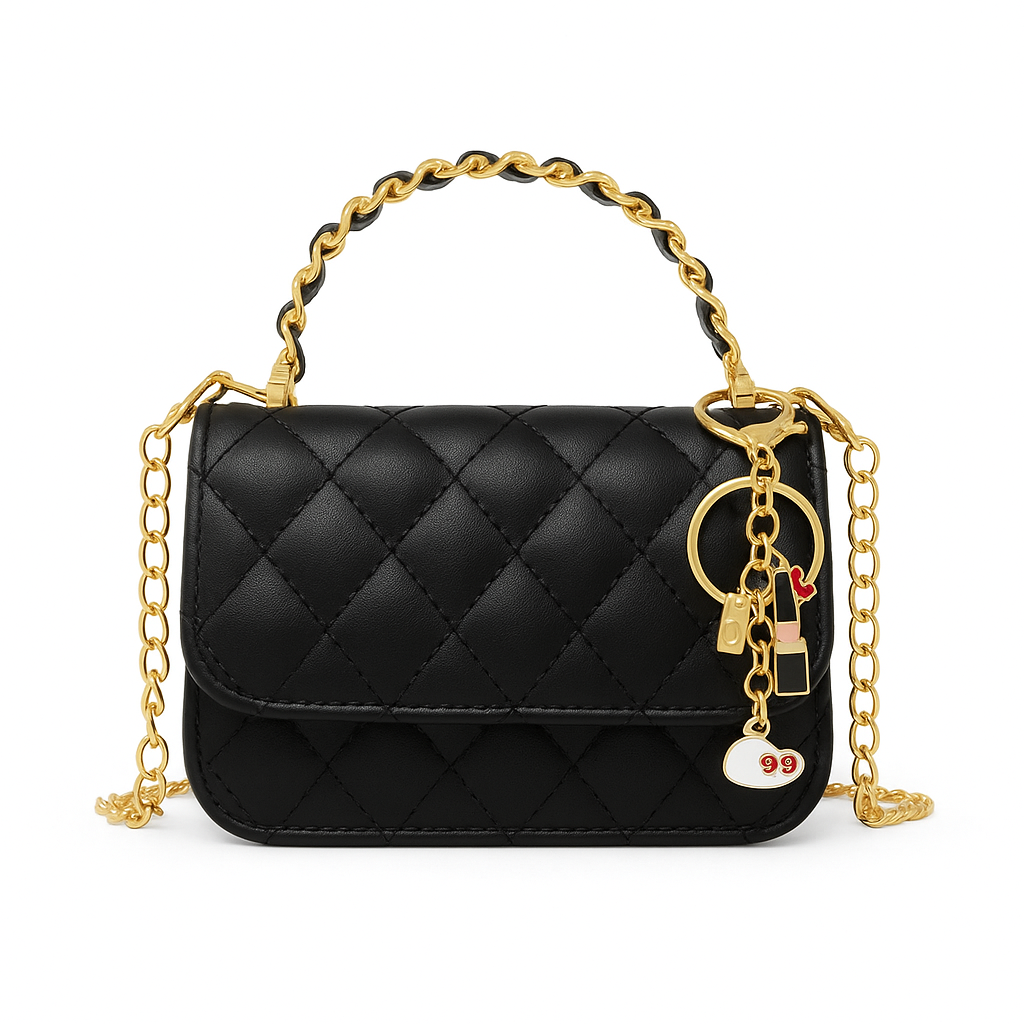 Black Girl's Classic Link Chain Top Handle Handbag