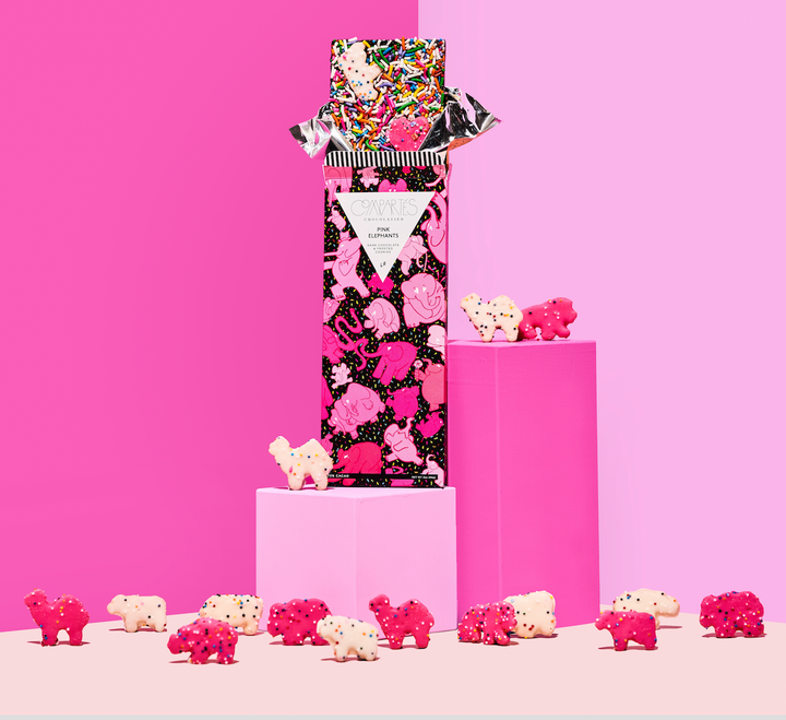 Pink Animal Cookies Dark Chocolate Bar