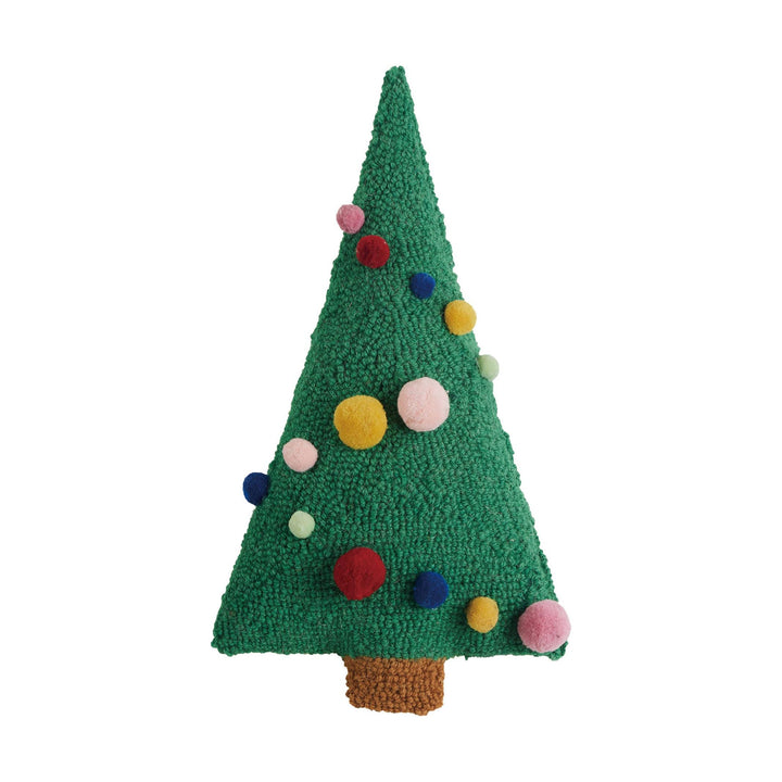 Tree Shaped Hook Pillow w/Poms