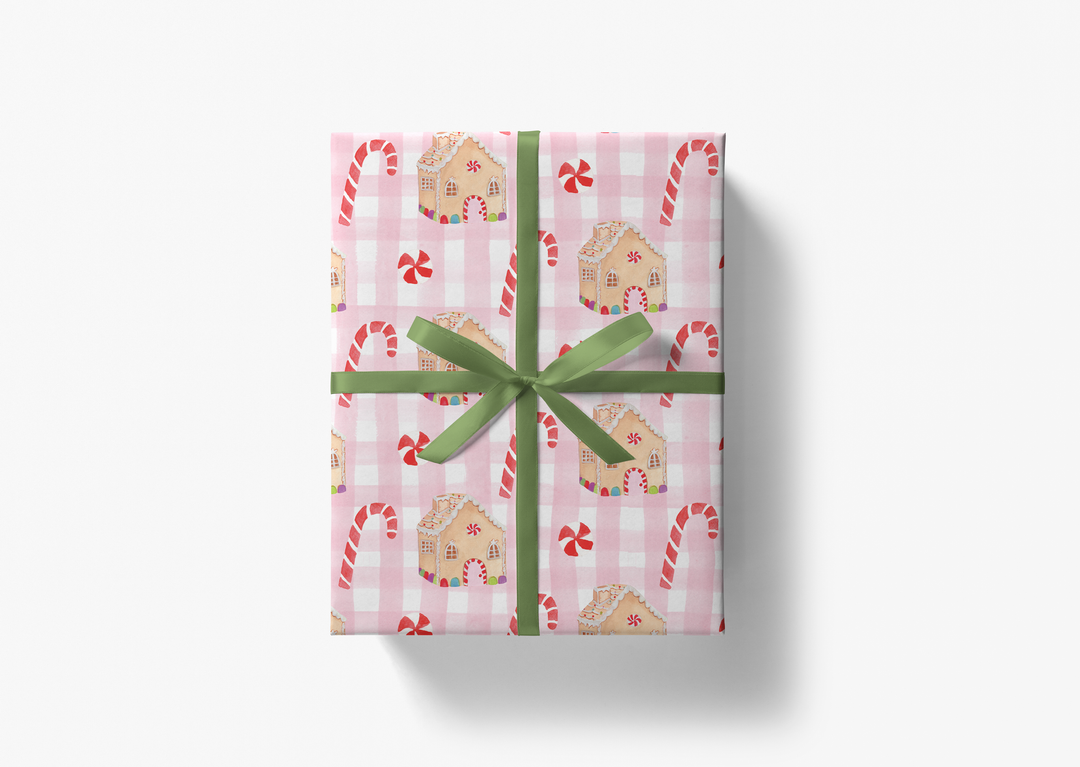 Pink Gingerbread Holiday Gift Wrap