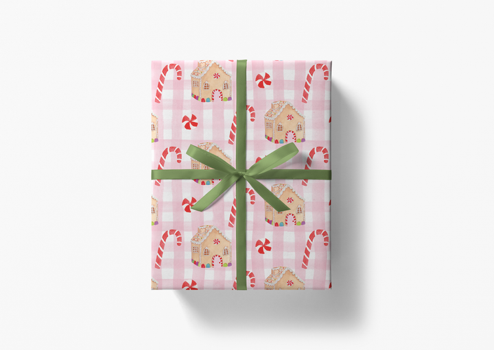 Pink Gingerbread Holiday Gift Wrap
