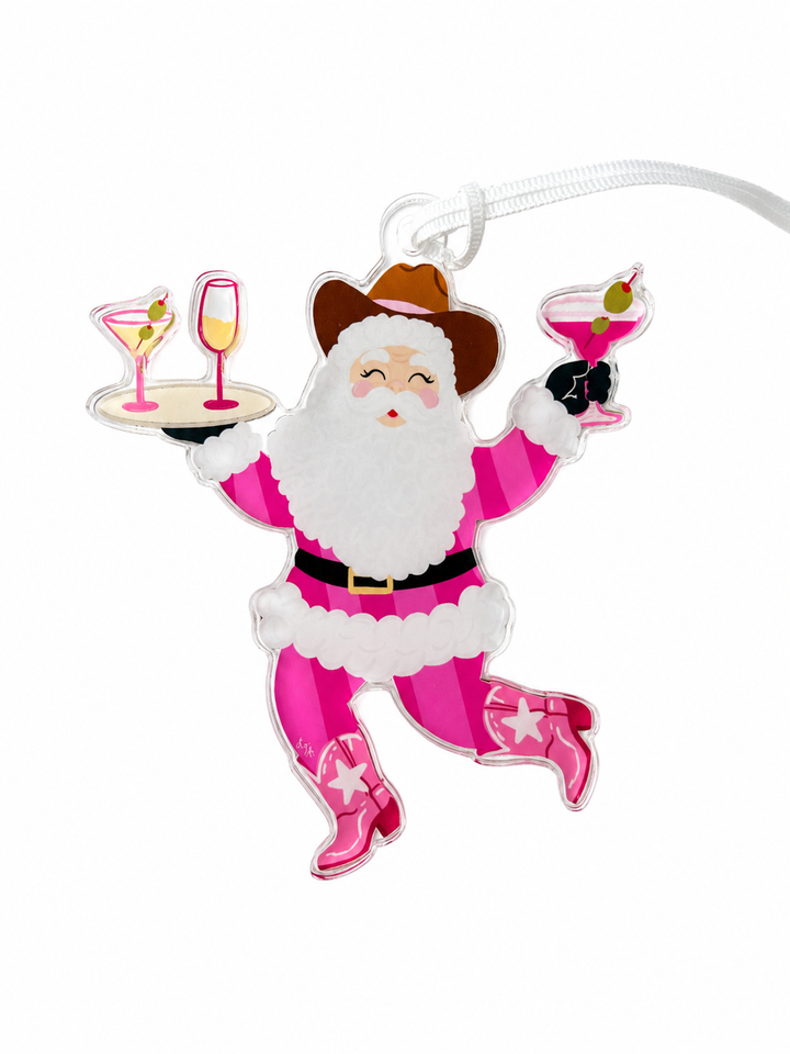 Western Santa Acrylic Ornament