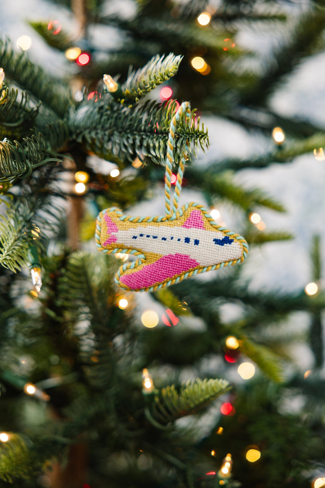 Airplane Needlepoint Icon Ornament