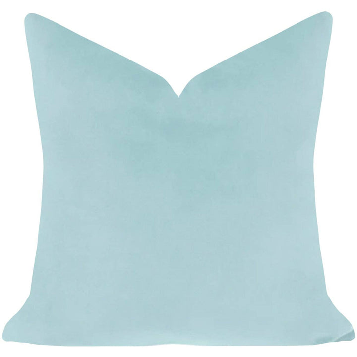 Spa Blue Solid Velvet Pillow
