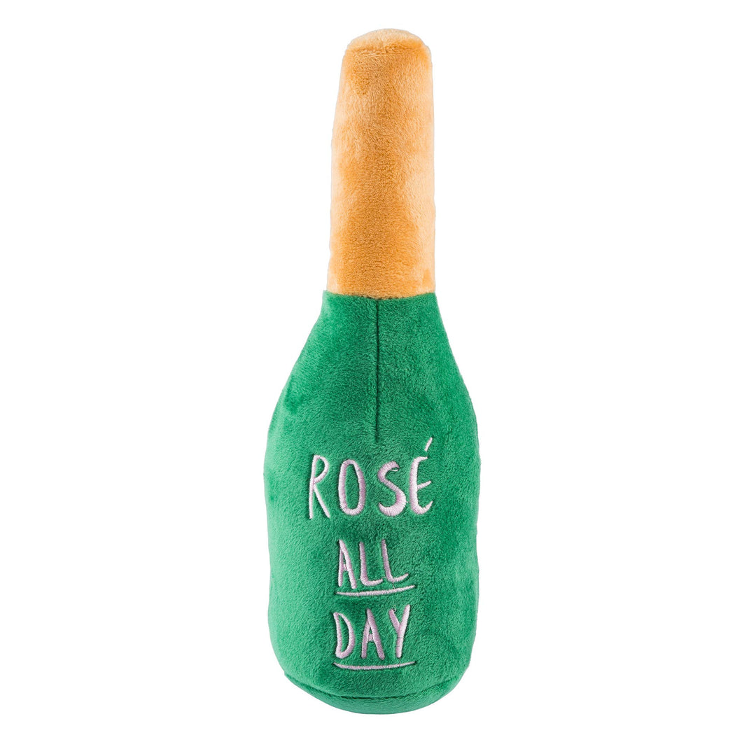 Woof Clicquot Rose' Champagne Bottle Squeaker Dog Toy: Small