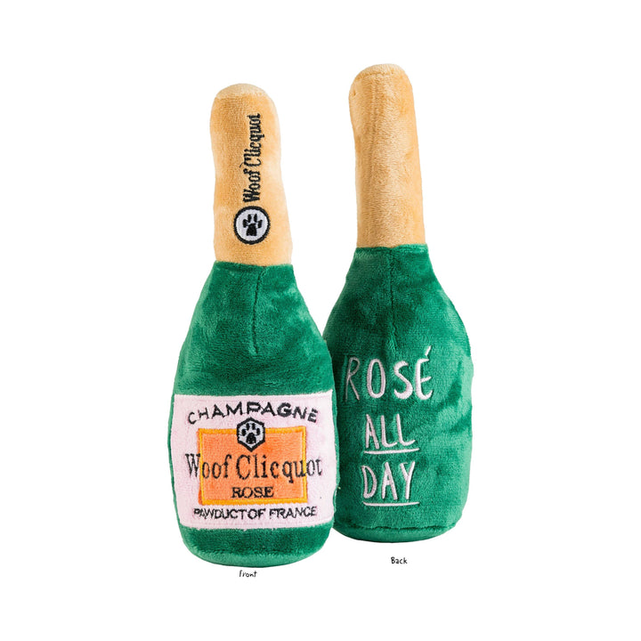 Woof Clicquot Rose' Champagne Bottle Squeaker Dog Toy: Small