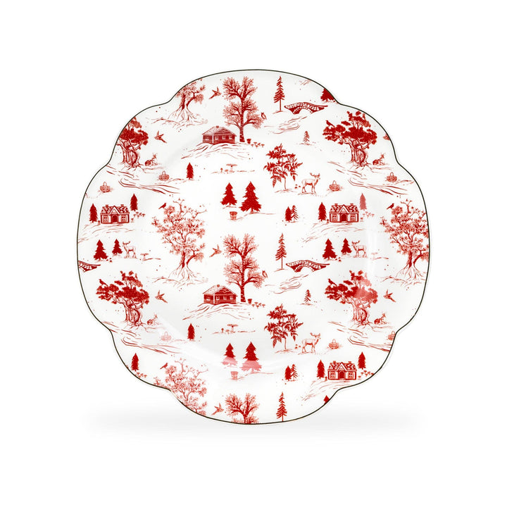 Red Village Porcelain Dessert Plate