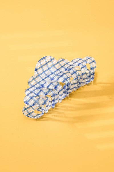Blue Checker Cellulose Hair Claw Clips