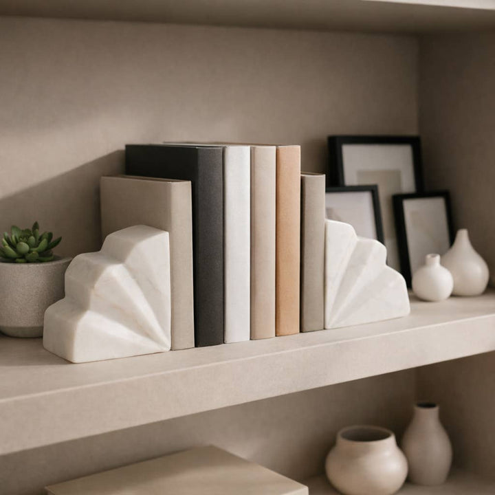 White Marble Bookends