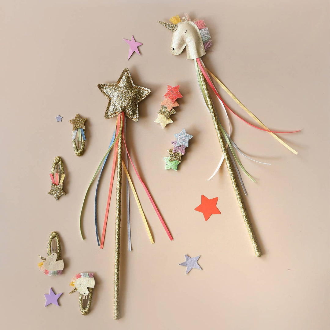 Rainbow Glitter Star Wand