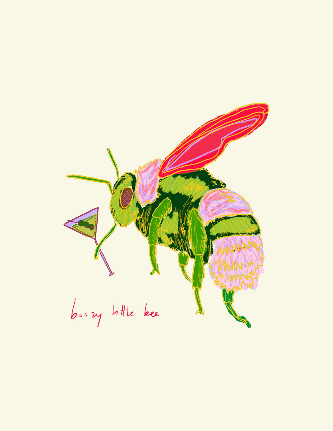 Boozy Little Bee Art Print: Small