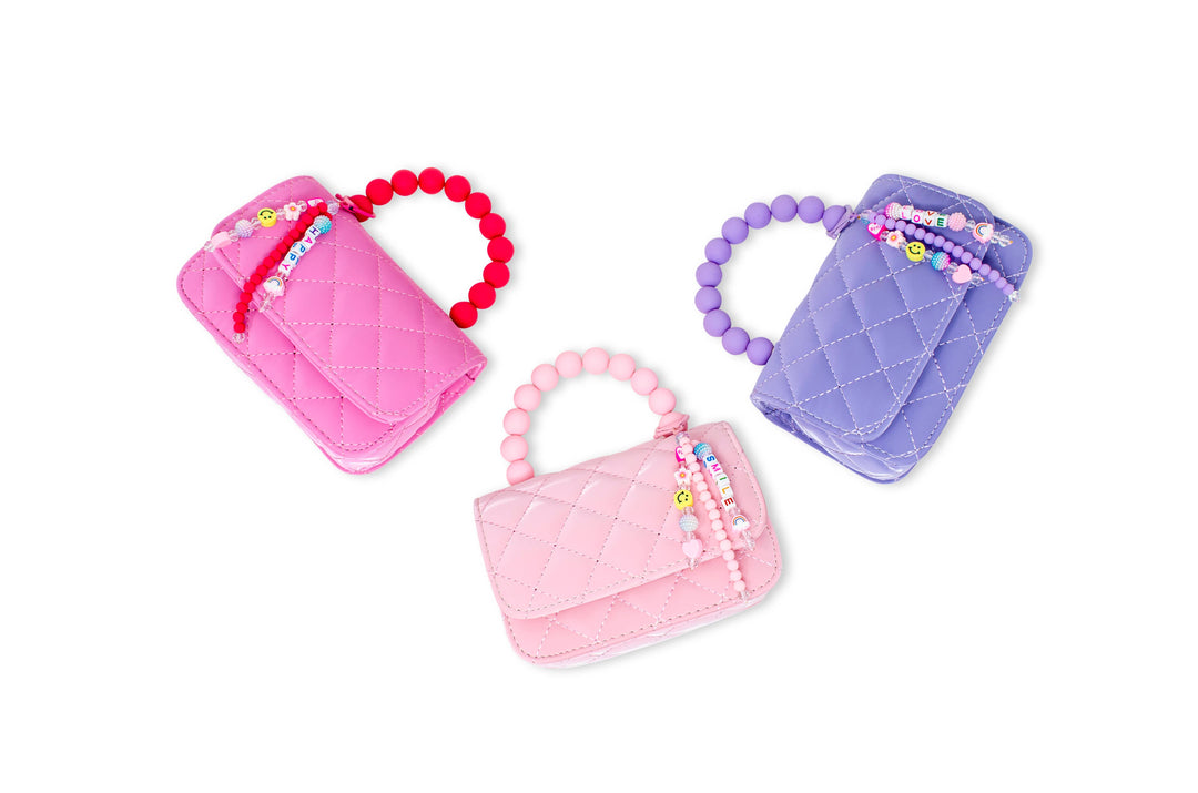 Purple Pearl Handle Handbag for Kids
