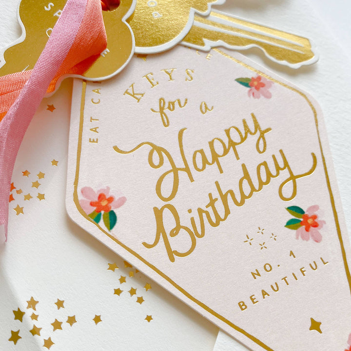 Happy Birthday Party Key Tag Card