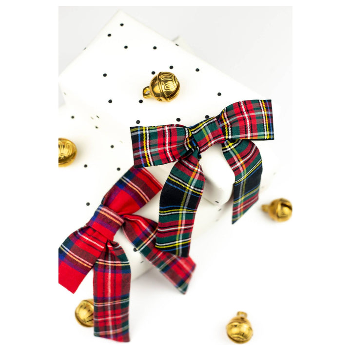 Bow Barrette Clip: Red Tartan