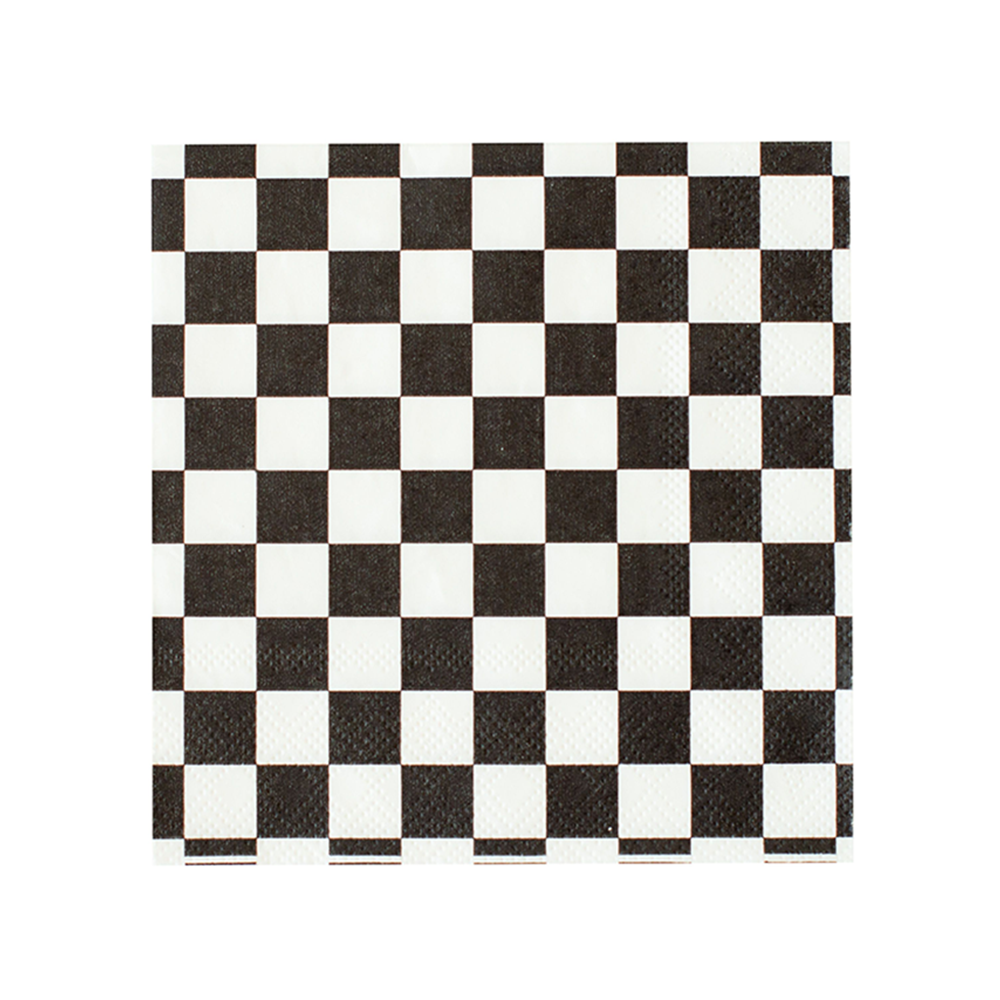 Peaches N' Cream Checkered Cocktail Napkins