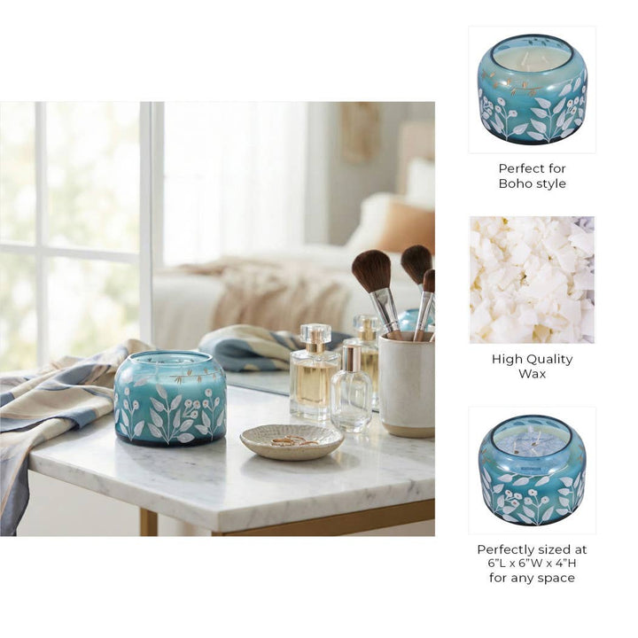 Jasmine Floral Blue Candle
