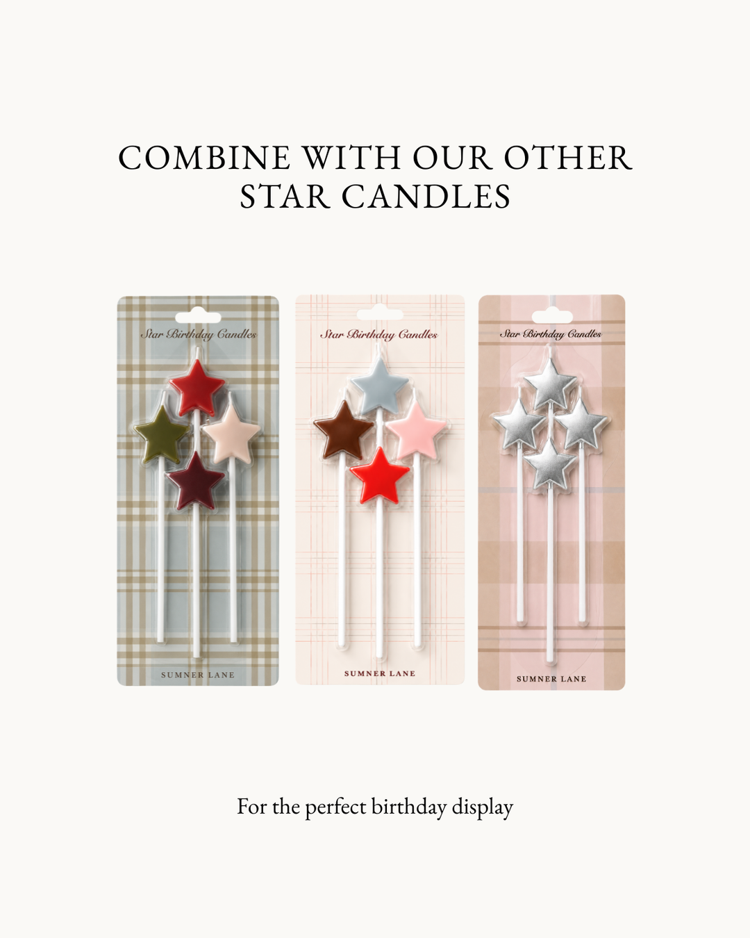 White Plaid Star Candles