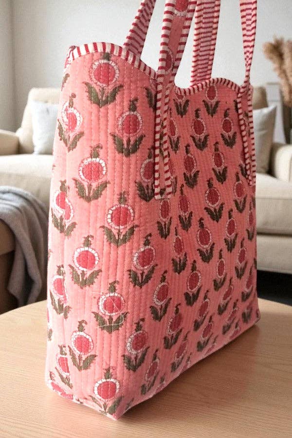 Cider Bloom Pink Scalloped Tote Bag