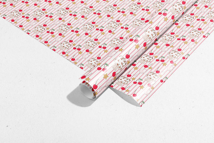 Cherry Stripes Gift Wrap Rolls