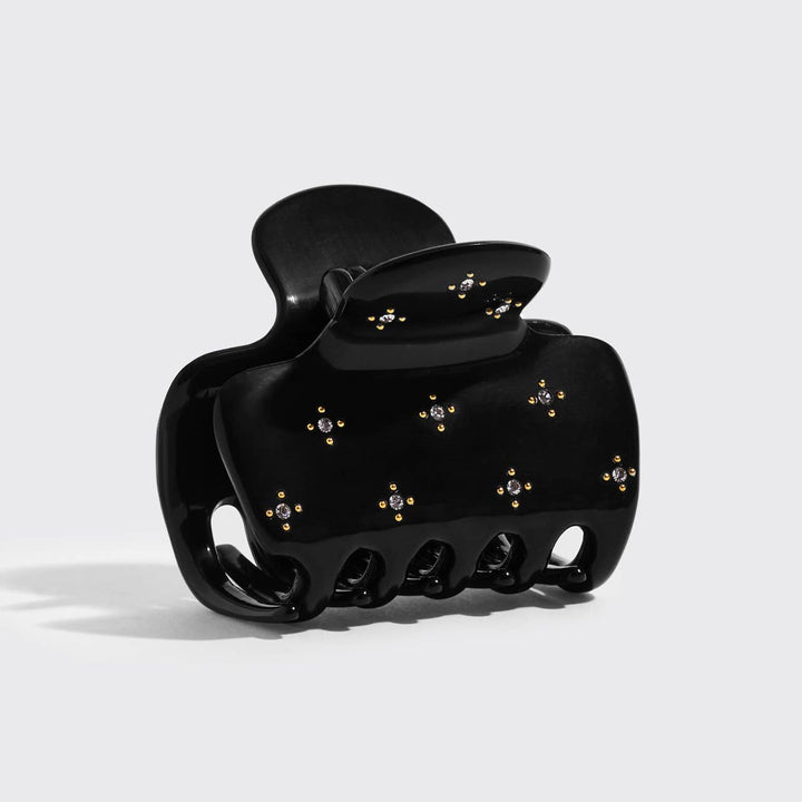 Black Rhinestone Medium Puffy Claw Clip