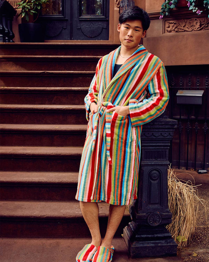 Butterfly Stripe Plush Bathrobe