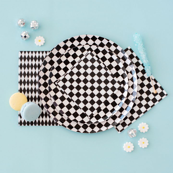 Gold Clash Checkered Cocktail Napkins