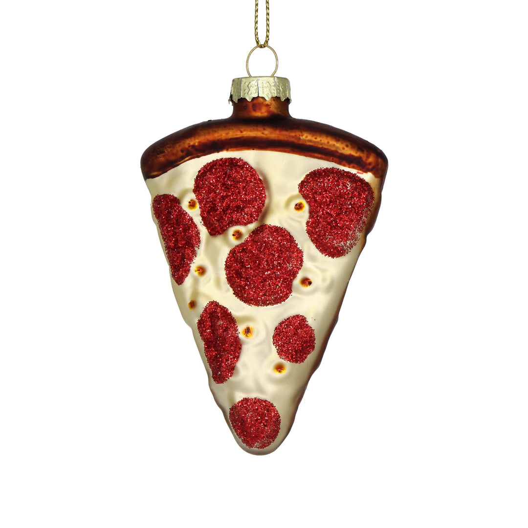 Glass Handmade Pizza Slice Christmas Ornament