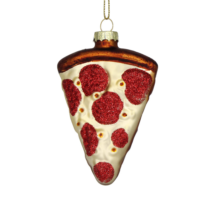 Glass Handmade Pizza Slice Christmas Ornament