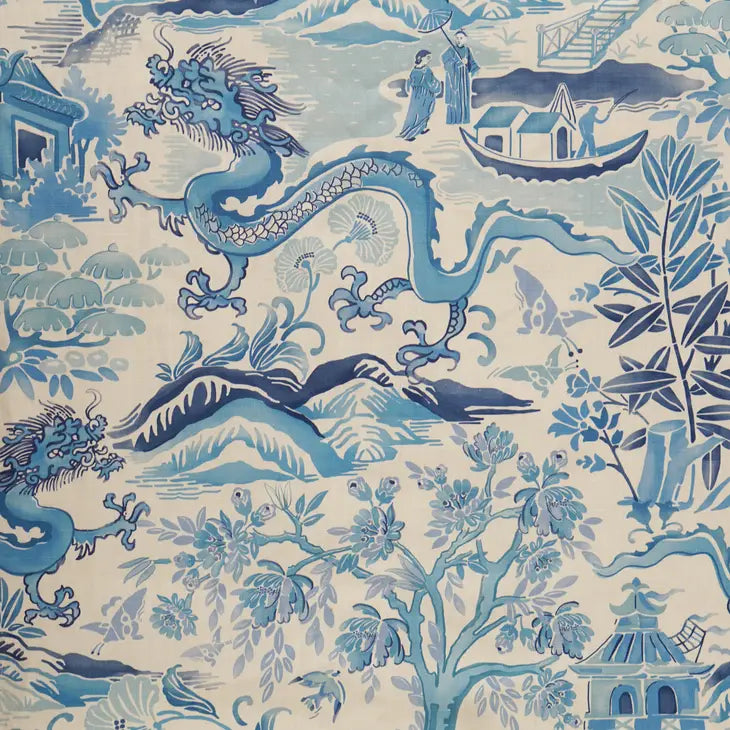 Gardens of Chinoise in Porcelain Blue Pillow