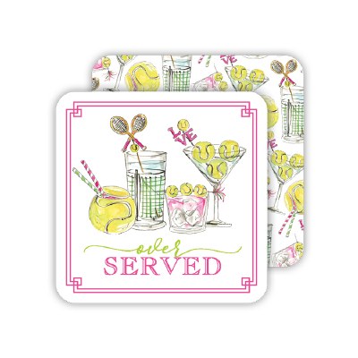 Over Served Tennis Cocktails Square Coaster