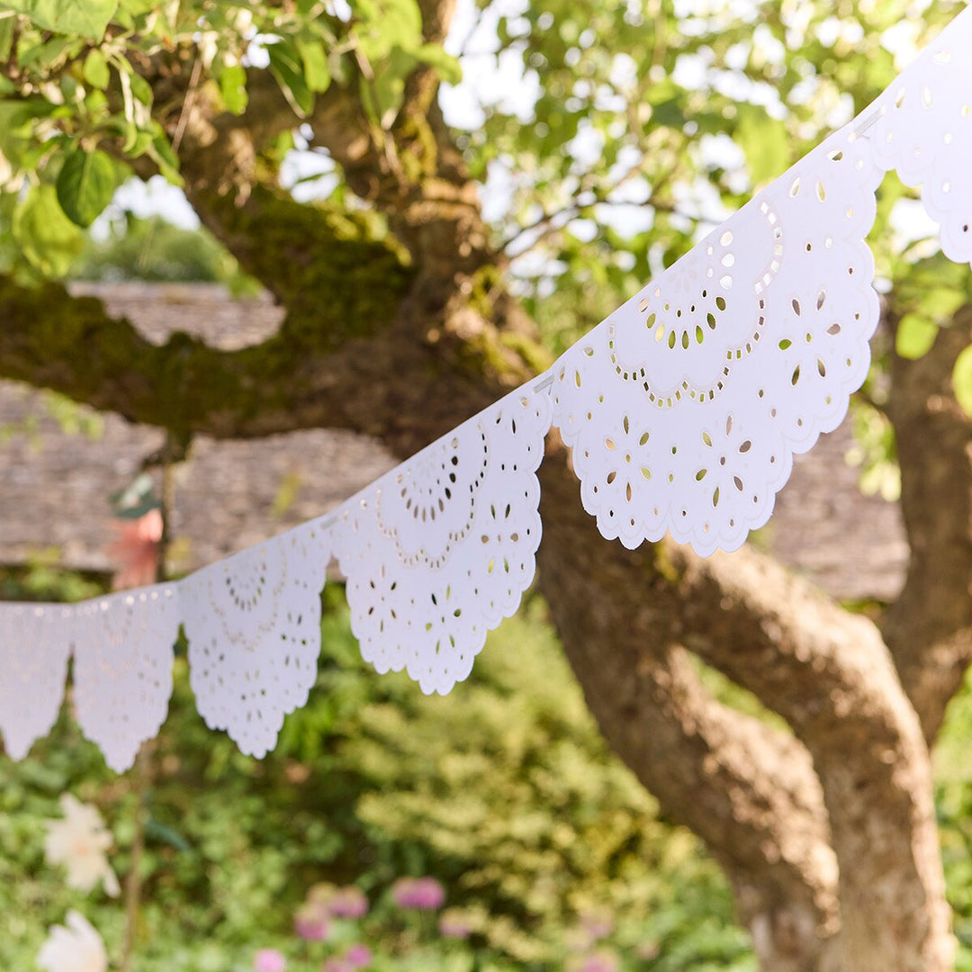 Broderie Anglaise Lace White Pennant  Garland