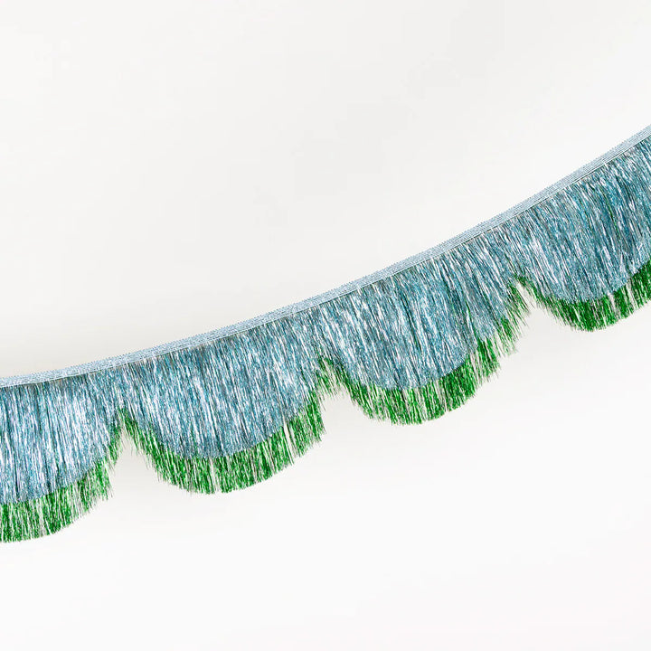 Blue Tinsel Scallop Garland