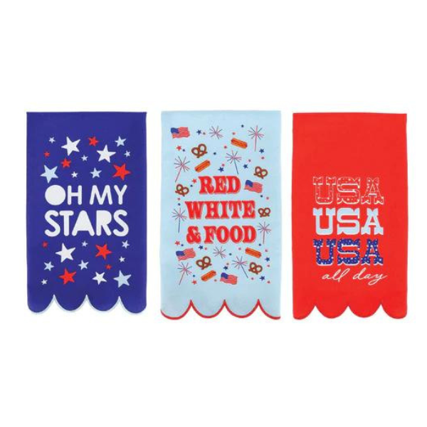 Oh My Stars Red White and Food USA All Day 4th of July Fourth of July Tea Towels Celebration America American Red White and Blue