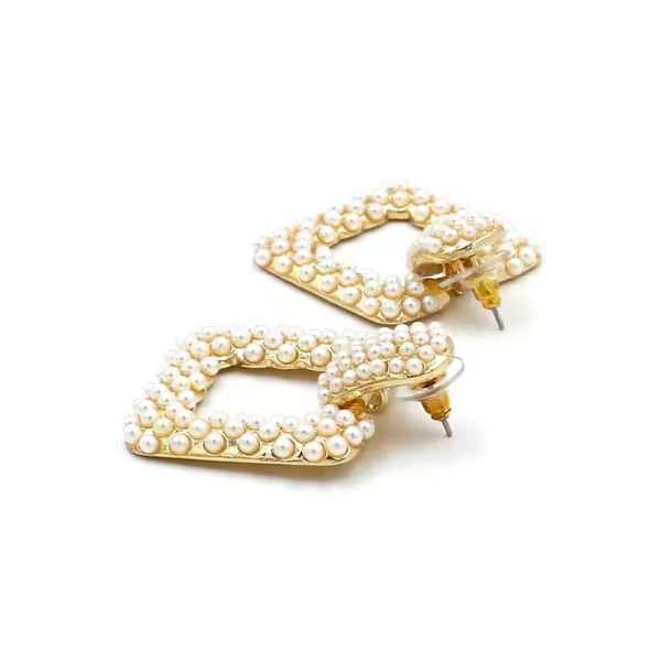 Pearl Pave Square Earrings