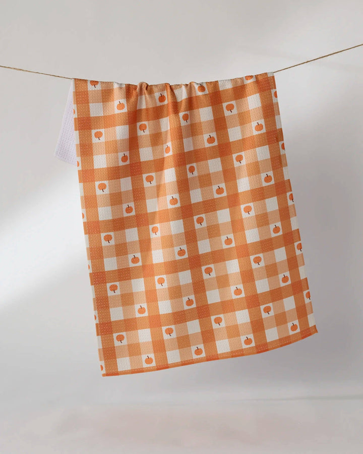 Pumpkin Check Tea Towel