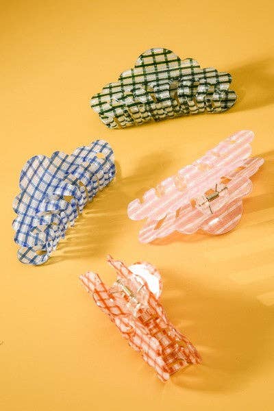 Blue Checker Cellulose Hair Claw Clips