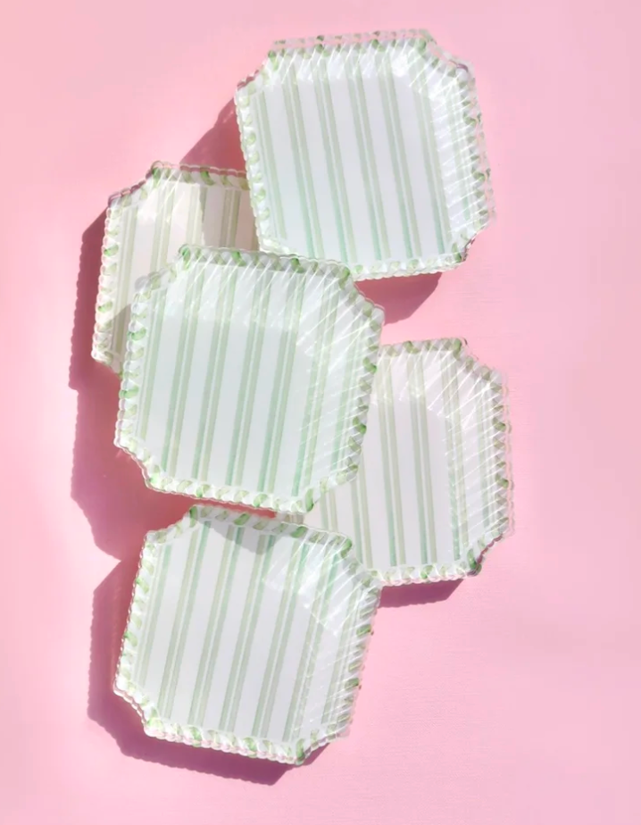 Green & White Striped Coaster