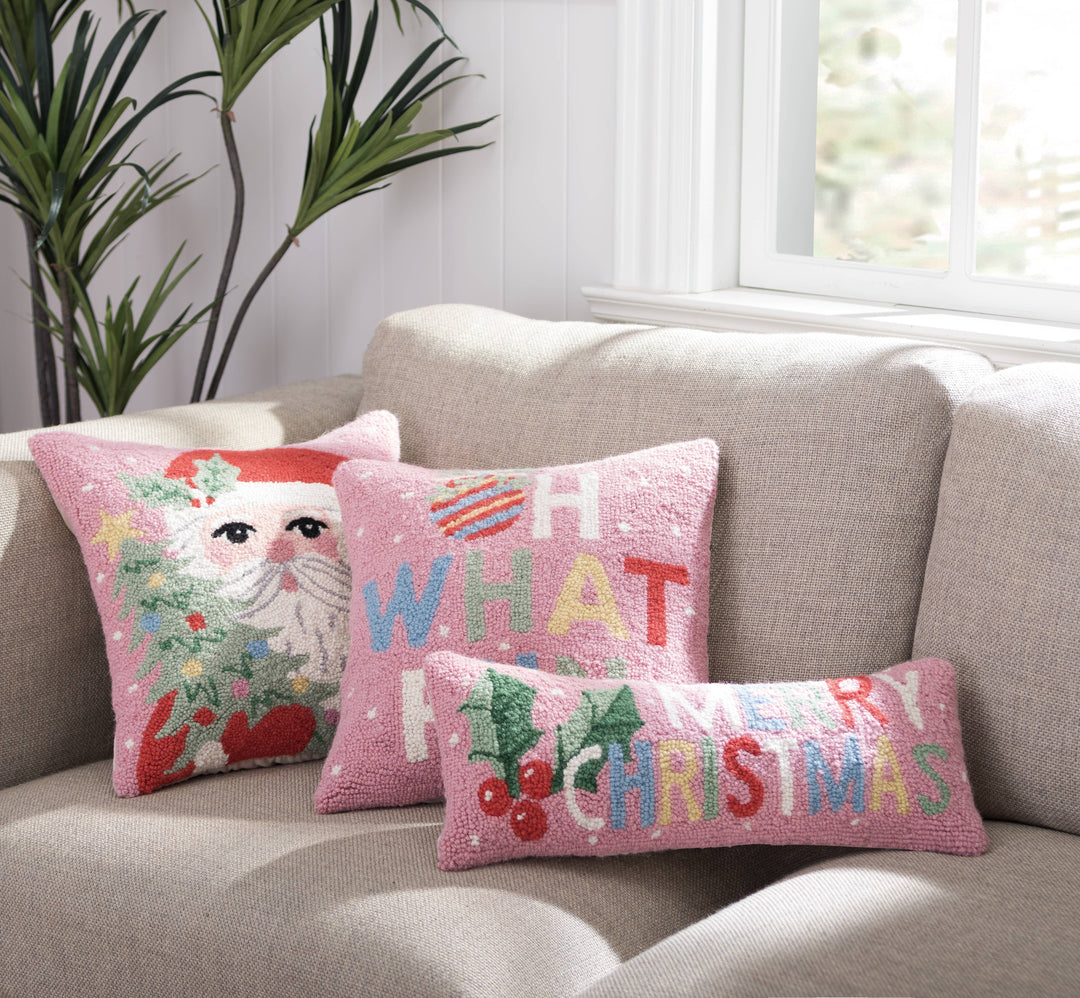 Santa Holding Tree Pillow