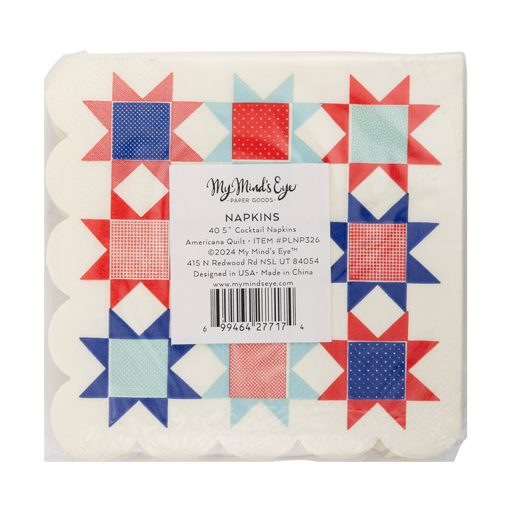 Americana Quilt Paper Cocktail Napkin